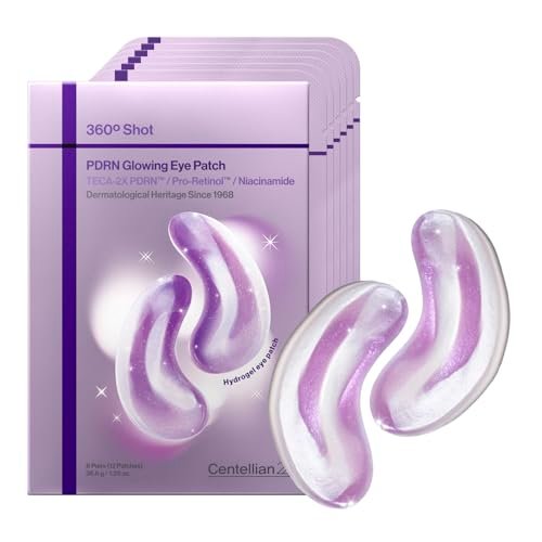 CENTELLIAN 24 360 Shot PDRN Glowing Eye Patch (6 Sets, 12ea) – Instant Depuffing & Dark Circle Revitalizing Hydrogel Under Eye Patches with PDRN, Retinol & Glutathione Avelisse