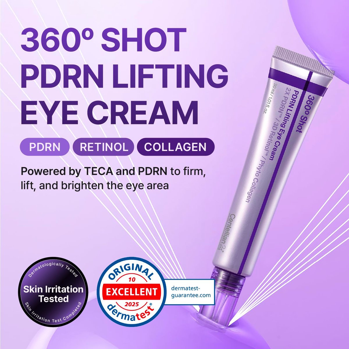 Centellian24 360 Shot PDRN Firming Eye Cream 30ml – Anti-Aging Retinol Eye Cream for Hooded Eyes, Wrinkle Smoothing, Firming Hydrating Care for Under-Eye Bags, Crow’s Feet & Dark Circles Avelisse