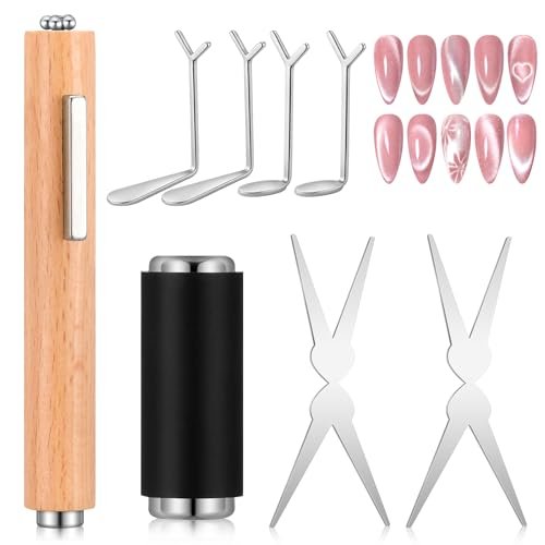 8 Pcs Cat Eye Magnet Set – Multi-Function Scissor-Shaped Nail Magnet Tool for French Tip Home Salon Studio DIY - görsel 2