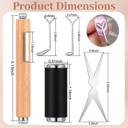 8 Pcs Cat Eye Magnet Set – Multi-Function Scissor-Shaped Nail Magnet Tool for French Tip Home Salon Studio DIY