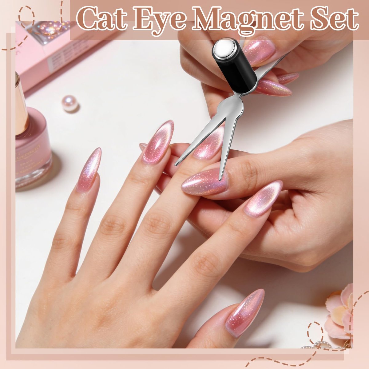 8 Pcs Cat Eye Magnet Set – Multi-Function Scissor-Shaped Nail Magnet Tool for French Tip Home Salon Studio DIY - görsel 11