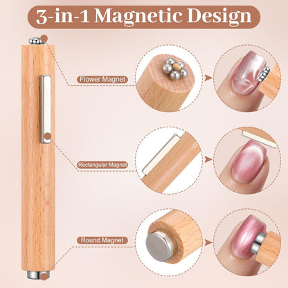 8 Pcs Cat Eye Magnet Set – Multi-Function Scissor-Shaped Nail Magnet Tool for French Tip Home Salon Studio DIY