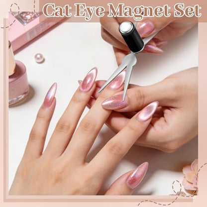 8 Pcs Cat Eye Magnet Set – Multi-Function Scissor-Shaped Nail Magnet Tool for French Tip Home Salon Studio DIY