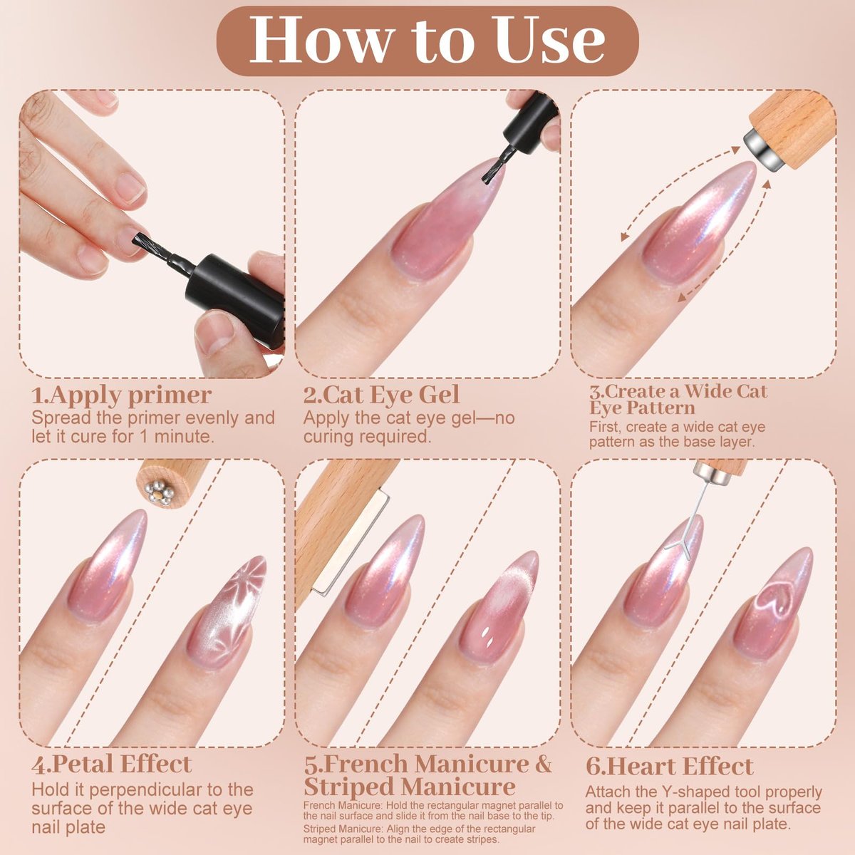 8 Pcs Cat Eye Magnet Set – Multi-Function Scissor-Shaped Nail Magnet Tool for French Tip Home Salon Studio DIY - görsel 9