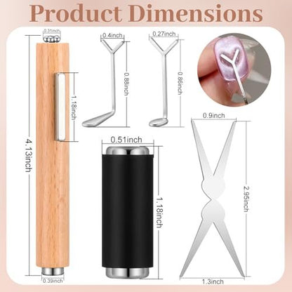 8 Pcs Cat Eye Magnet Set – Multi-Function Scissor-Shaped Nail Magnet Tool for French Tip Home Salon Studio DIY