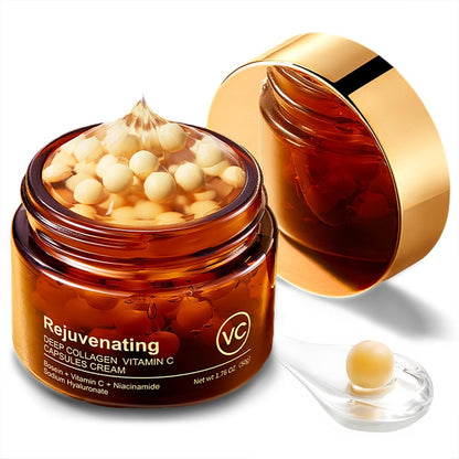 punkten Deep Collagen Vitamin C Capsules Cream – Long-Lasting Moisture, Reduce Wrinkles & Dullness (1.76 oz)