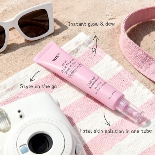 WNP 99% Pure Rose PDRN Glo Boost Highlight Moisturizing Cream - Natural Glow Enhancer with Hyaluronic Acid, 2% Niacinamide, Peptides, Salmon DNA for Glass Skin (40ml / 1.35 oz) Avelisse