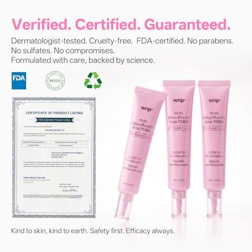 WNP 99% Pure Rose PDRN Glo Boost Highlight Moisturizing Cream - Natural Glow Enhancer with Hyaluronic Acid, 2% Niacinamide, Peptides, Salmon DNA for Glass Skin (40ml / 1.35 oz) Avelisse
