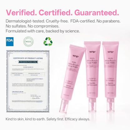 WNP 99% Pure Rose PDRN Glo Boost Highlight Moisturizing Cream - Natural Glow Enhancer with Hyaluronic Acid, 2% Niacinamide, Peptides, Salmon DNA for Glass Skin (40ml / 1.35 oz) Avelisse