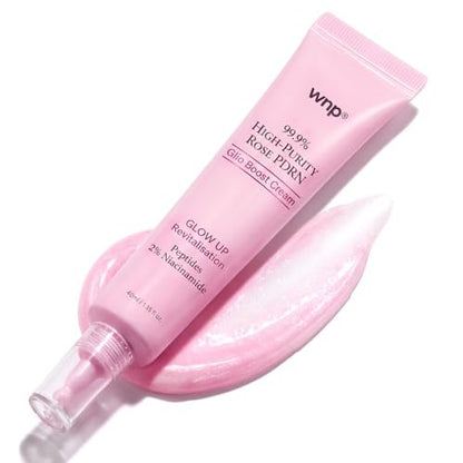 WNP 99% Pure Rose PDRN Glo Boost Highlight Moisturizing Cream - Natural Glow Enhancer with Hyaluronic Acid, 2% Niacinamide, Peptides, Salmon DNA for Glass Skin (40ml / 1.35 oz) Avelisse