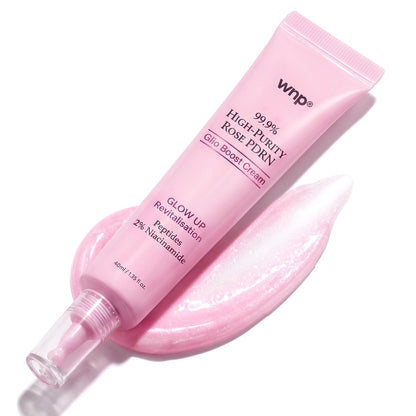 WNP 99% Pure Rose PDRN Glo Boost Highlight Moisturizing Cream - Natural Glow Enhancer with Hyaluronic Acid, 2% Niacinamide, Peptides, Salmon DNA for Glass Skin (40ml / 1.35 oz) Avelisse