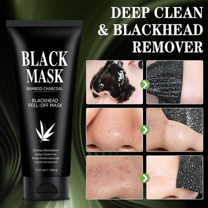 Charcoal Peel Off Face Mask for Blackhead Removal – Deep Pore Cleansing Mask with Brush & Extractor Tool, 3.53 oz Avelisse