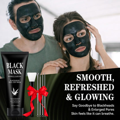 Charcoal Peel Off Face Mask for Blackhead Removal – Deep Pore Cleansing Mask with Brush & Extractor Tool, 3.53 oz Avelisse