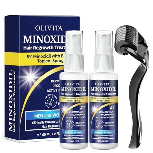 5% Minoxidil Hair Growth Kit for Men and Women - Spray Treatment with Biotin & Rosemary, Stop Hair Loss, Stronger Thicker Hair, 2 Pack Avelisse