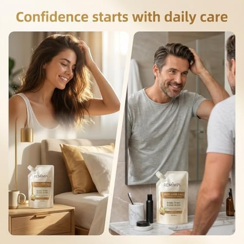 REMIMPI Herbal Anti-Fall Shampoo, Ginger & Ginseng Scalp Cleanser with Jojoba & Oat Extracts, Strengthening Formula for Thinning Hair, 300ml (2-Pack) Avelisse