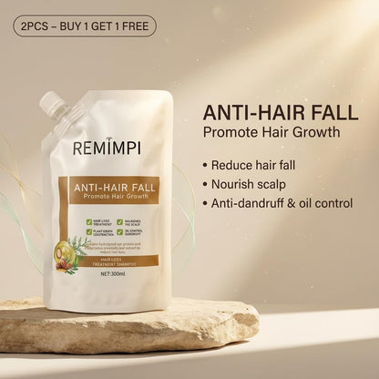 REMIMPI Herbal Anti-Fall Shampoo, Ginger & Ginseng Scalp Cleanser with Jojoba & Oat Extracts, Strengthening Formula for Thinning Hair, 300ml (2-Pack) Avelisse