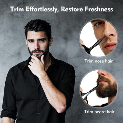 ZAPNO Nose Hair Scissors for Men Women – 3.75" Curved Blades with Rounded Safety Tip, Stainless Steel Nose Scissors, Facial Hair Trimmer Mustache Eyebrow Grooming (Black)