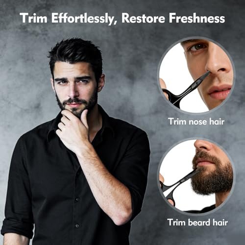 ZAPNO Nose Hair Scissors for Men Women – 3.75" Curved Blades with Rounded Safety Tip, Stainless Steel Nose Scissors, Facial Hair Trimmer Mustache Eyebrow Grooming (Black) - görsel 12
