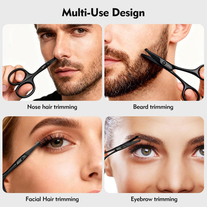 ZAPNO Nose Hair Scissors for Men Women – 3.75" Curved Blades with Rounded Safety Tip, Stainless Steel Nose Scissors, Facial Hair Trimmer Mustache Eyebrow Grooming (Black)