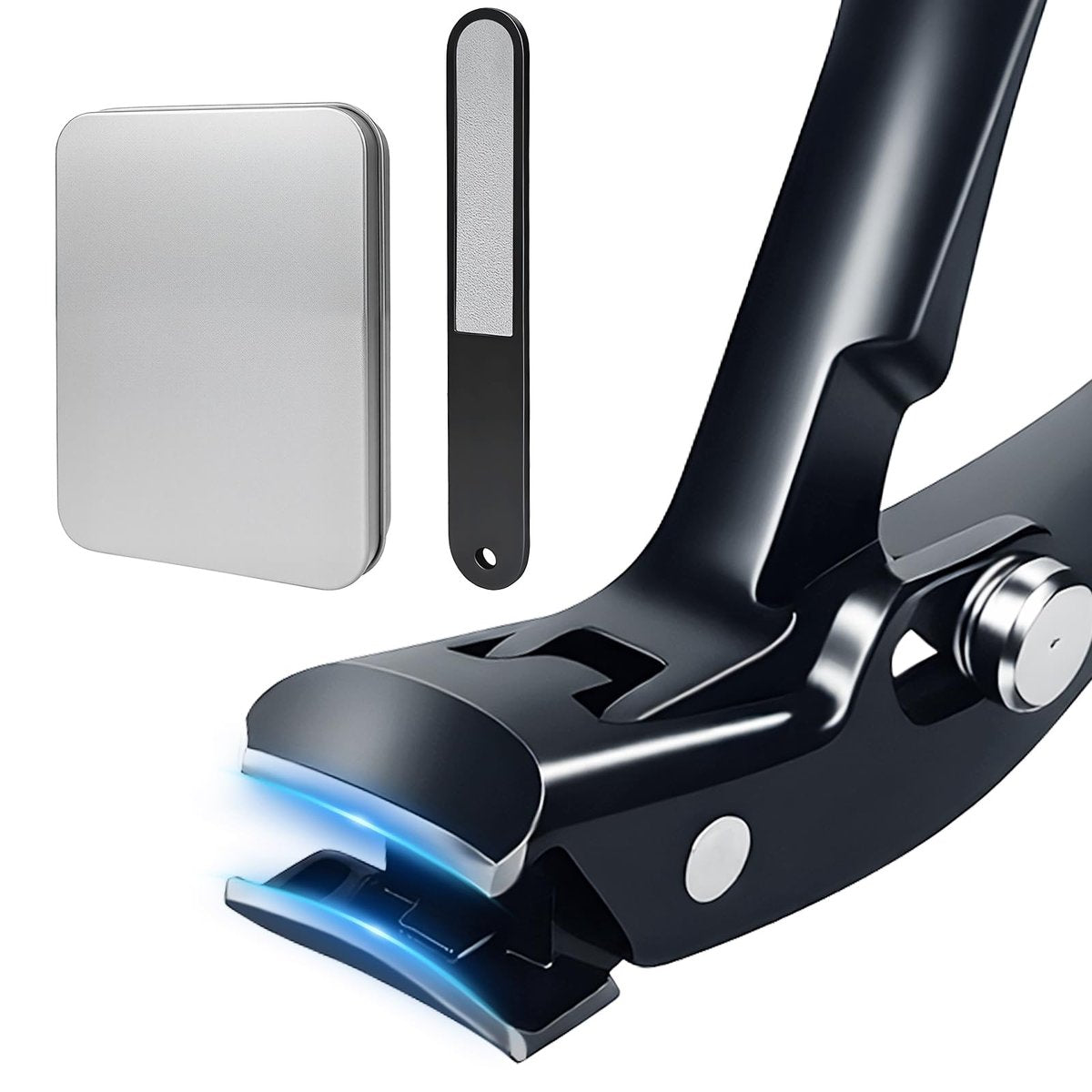 Long Handle Toenail Clippers for Seniors - Ultra Wide Jaw Opening, Stainless Steel, Black Avelisse