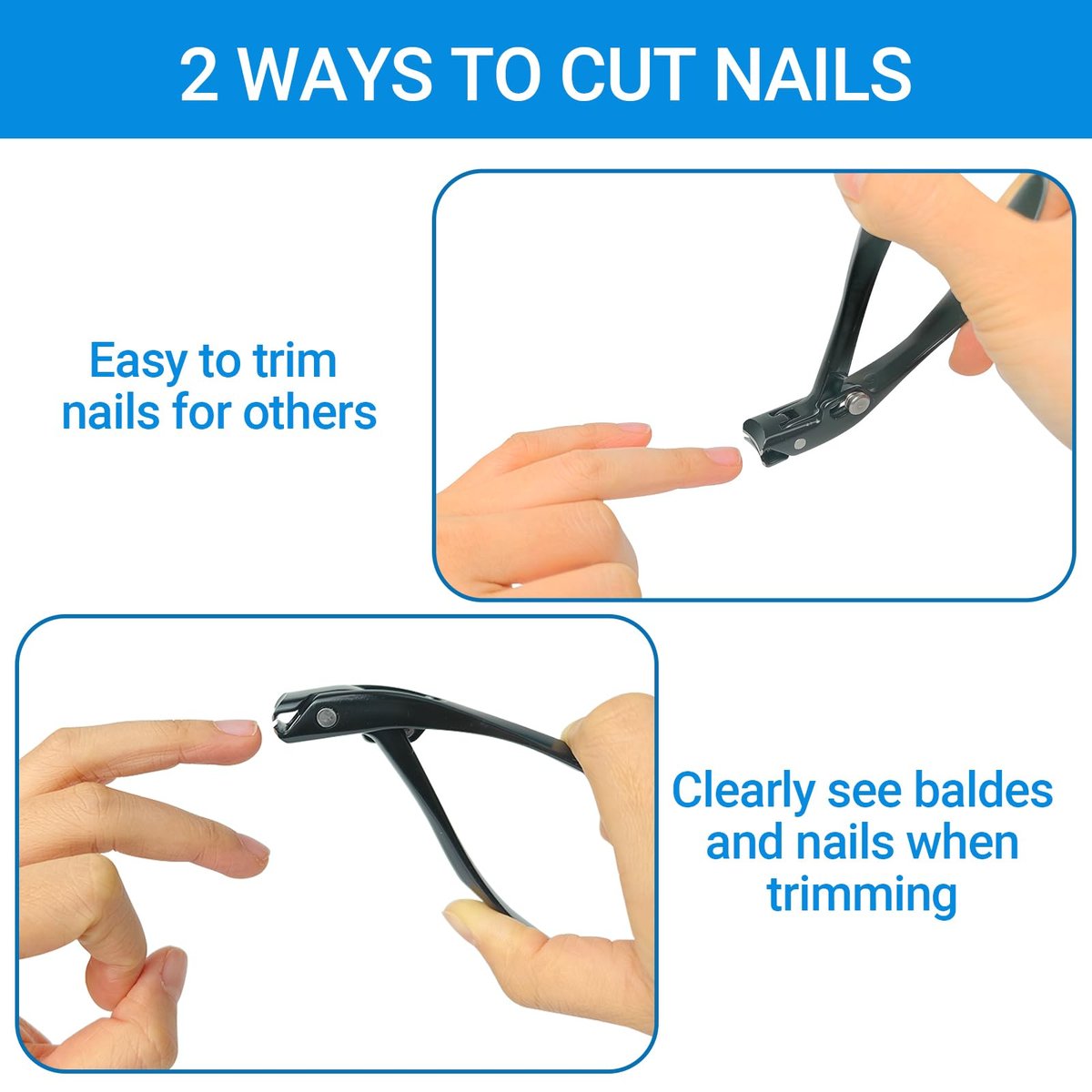 Long Handle Toenail Clippers for Seniors - Ultra Wide Jaw Opening, Stainless Steel, Black Avelisse