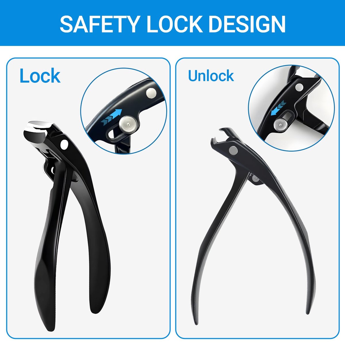 Long Handle Toenail Clippers for Seniors - Ultra Wide Jaw Opening, Stainless Steel, Black Avelisse