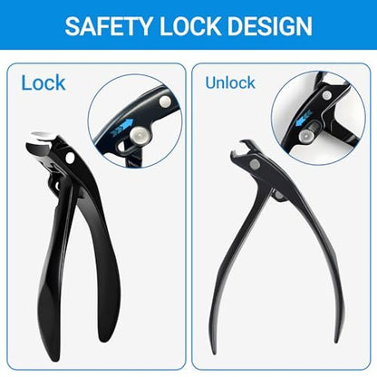 Long Handle Toenail Clippers for Seniors - Ultra Wide Jaw Opening, Stainless Steel, Black Avelisse