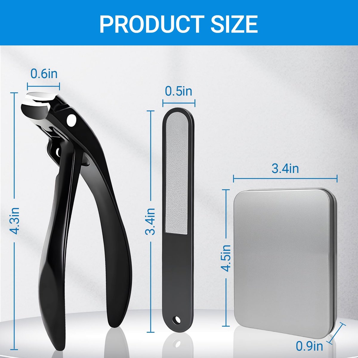 Long Handle Toenail Clippers for Seniors - Ultra Wide Jaw Opening, Stainless Steel, Black Avelisse