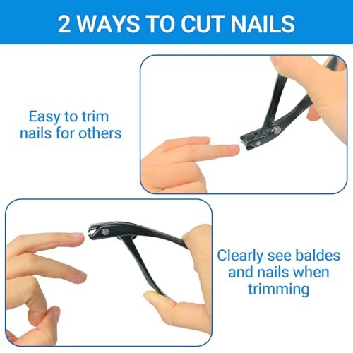 Long Handle Toenail Clippers for Seniors - Ultra Wide Jaw Opening, Stainless Steel, Black Avelisse