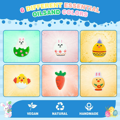 Easter Bath Bombs for Kids - 6 Pack Bunny, Chicken & Egg Shapes - Gentle, Handmade Fizz Balls for Easter Basket Stuffers, Party Favors Avelisse