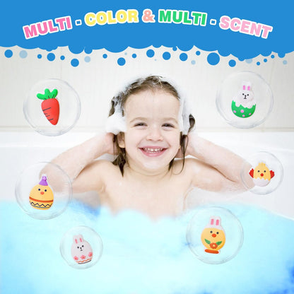 Easter Bath Bombs for Kids - 6 Pack Bunny, Chicken & Egg Shapes - Gentle, Handmade Fizz Balls for Easter Basket Stuffers, Party Favors Avelisse