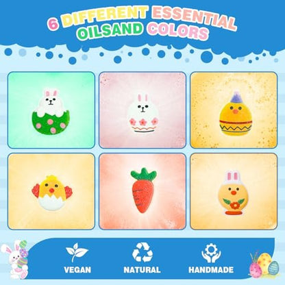Easter Bath Bombs for Kids - 6 Pack Bunny, Chicken & Egg Shapes - Gentle, Handmade Fizz Balls for Easter Basket Stuffers, Party Favors Avelisse
