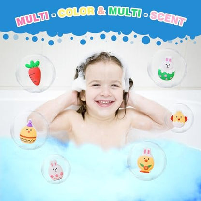 Easter Bath Bombs for Kids - 6 Pack Bunny, Chicken & Egg Shapes - Gentle, Handmade Fizz Balls for Easter Basket Stuffers, Party Favors Avelisse