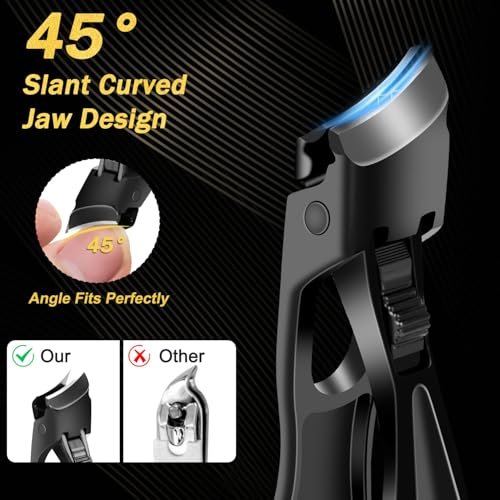 Kingfun Toenail Clippers for Seniors - Heavy Duty & Angled Head for Thick Nails (5-Pack) Avelisse