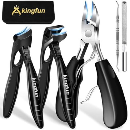 Kingfun Toenail Clippers for Seniors - Heavy Duty & Angled Head for Thick Nails (5-Pack) Avelisse