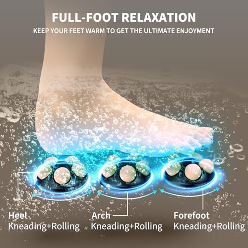 Omnqira Collapsible Foot Spa Bath with Heat and Massage – Motorized Shiatsu Foot Massager Tub for Plantar Fasciitis & Stress Relief, Temp Control, Bubbles, Remote, Pedicure Spa at Home (Grey) Avelisse