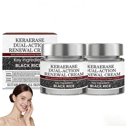 Keratin Erase Dual-Action Renewal Cream – Black & White Rice Soothing Repair Cream, Hydrating Body Serum for Smoother-Looking Skin, Suitable for All Skin Types (2 Pack) Avelisse