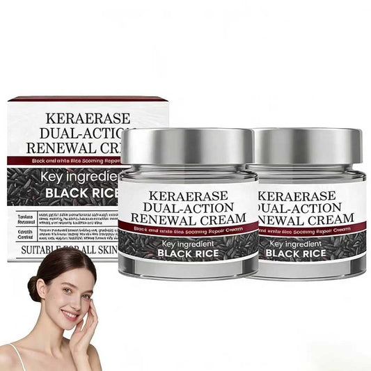 Keratin Erase Dual-Action Renewal Cream – Black & White Rice Soothing Repair Cream, Hydrating Body Serum for Smoother-Looking Skin, Suitable for All Skin Types (2 Pack) Avelisse