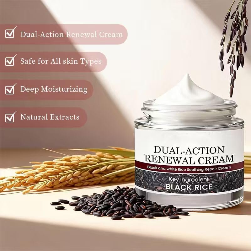 Keratin Erase Dual-Action Renewal Cream – Black & White Rice Soothing Repair Cream, Hydrating Body Serum for Smoother-Looking Skin, Suitable for All Skin Types (2 Pack) Avelisse