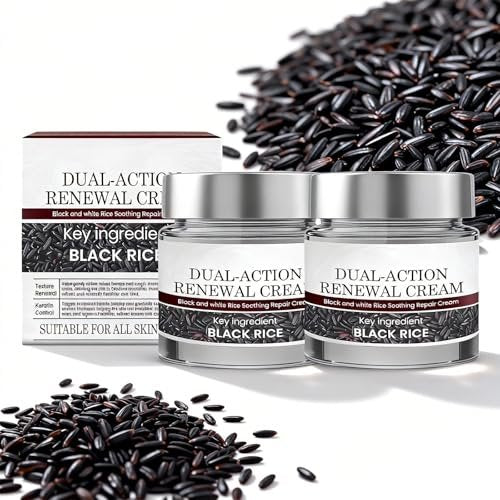 Keratin Erase Dual-Action Renewal Cream – Black & White Rice Soothing Repair Cream, Hydrating Body Serum for Smoother-Looking Skin, Suitable for All Skin Types (2 Pack) Avelisse