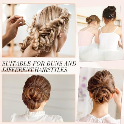 600Pcs Bobby Pins Set 4 Colors - U-Shaped & Classic Hair Pins for Women, Buns, Wedding Styling with Storage Box & Small Hair Ties (Black, Brown, Blonde, Silver)