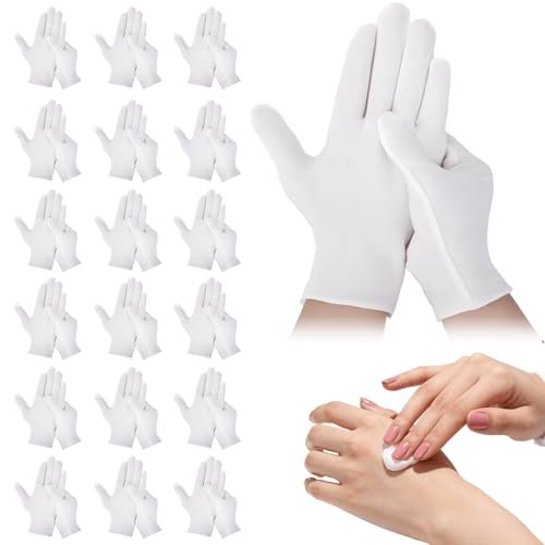 42-Pack White Cotton Gloves for Dry Hands, Eczema Care, Night-Time Moisturizing, Unisex Soft Sleep Elastic SPA Glove Set for Jewellery Inspection, Arts Crafts, Wedding, Halloween Costumes - görsel 1