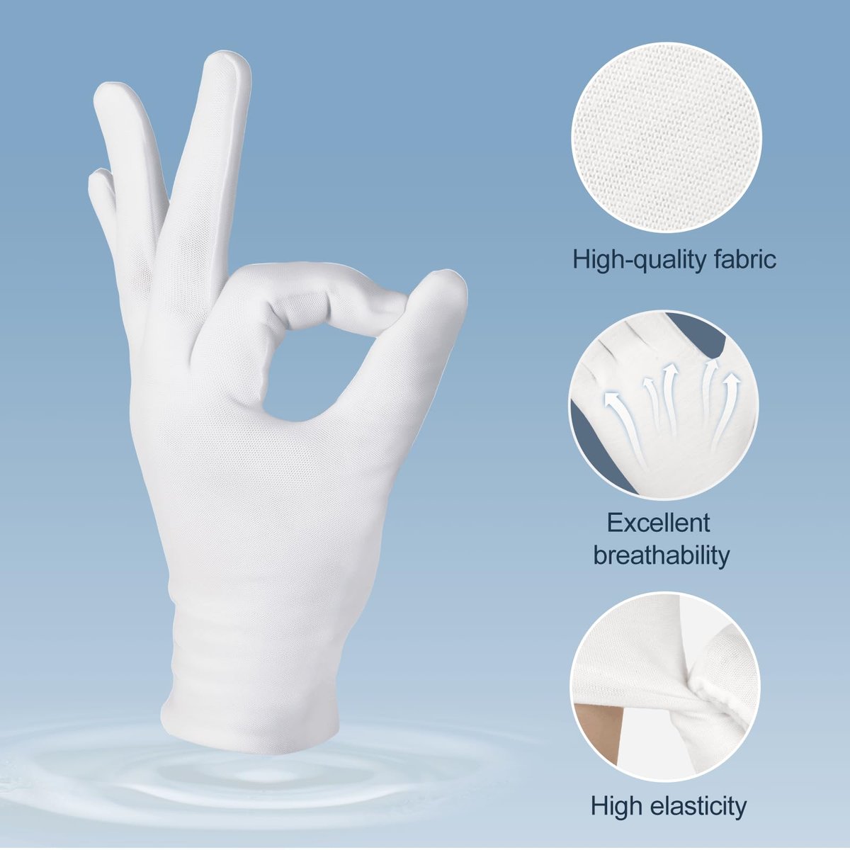 42-Pack White Cotton Gloves for Dry Hands, Eczema Care, Night-Time Moisturizing, Unisex Soft Sleep Elastic SPA Glove Set for Jewellery Inspection, Arts Crafts, Wedding, Halloween Costumes - görsel 10