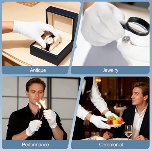 42-Pack White Cotton Gloves for Dry Hands, Eczema Care, Night-Time Moisturizing, Unisex Soft Sleep Elastic SPA Glove Set for Jewellery Inspection, Arts Crafts, Wedding, Halloween Costumes - görsel 13