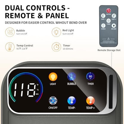 Omnqira Collapsible Foot Spa Bath with Heat and Bubbles – Portable Foot Soaker with XL Touch Screen, Temp Control & Massage Rollers for At-Home Pedicure and Stress Relief Avelisse