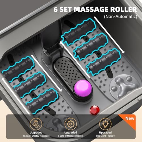 Omnqira Collapsible Foot Spa Bath with Heat and Bubbles – Portable Foot Soaker with XL Touch Screen, Temp Control & Massage Rollers for At-Home Pedicure and Stress Relief Avelisse