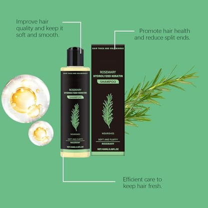 SURORAIN Rosemary Keratin Shampoo – Gently Cleanses, Nourishes & Strengthens Hair, Adds Shine, Reduces Frizz, 3.38 fl oz