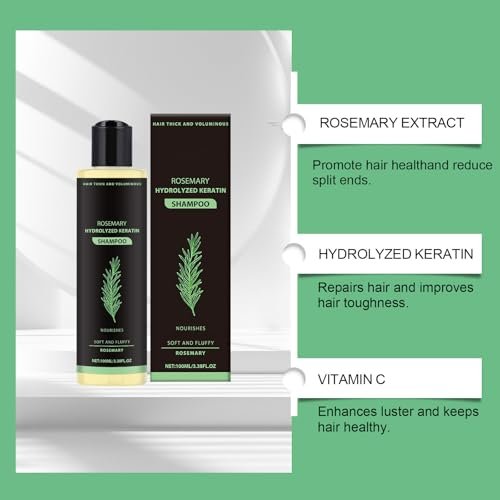 SURORAIN Rosemary Keratin Shampoo – Gently Cleanses, Nourishes & Strengthens Hair, Adds Shine, Reduces Frizz, 3.38 fl oz - görsel 4