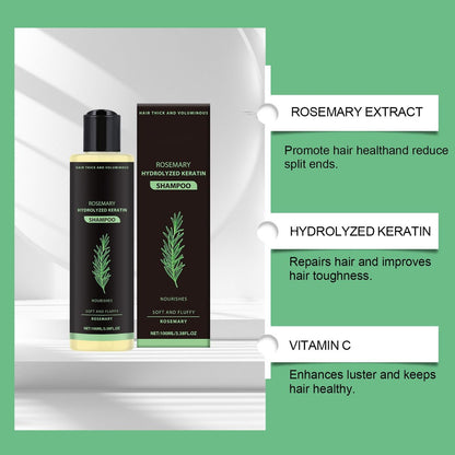 SURORAIN Rosemary Keratin Shampoo – Gently Cleanses, Nourishes & Strengthens Hair, Adds Shine, Reduces Frizz, 3.38 fl oz