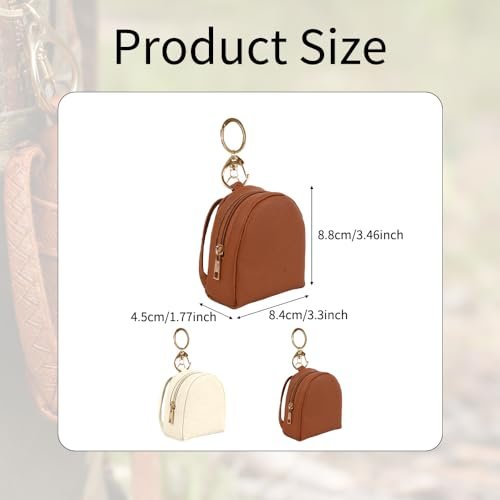 VIOCIWUO Mini Backpack Keychain 2PCS - Cute PU Leather Cosmetic Bag Earphone Organizer Lipstick Pouch for Women - görsel 4